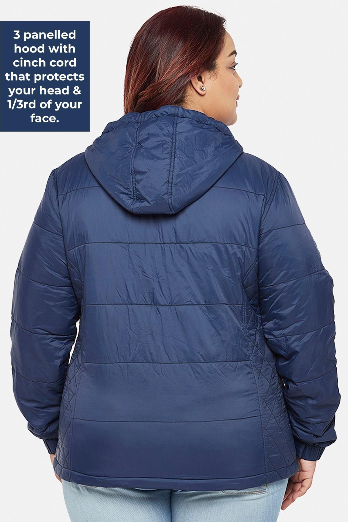Navy Plus Size Puffer Jacket | Women